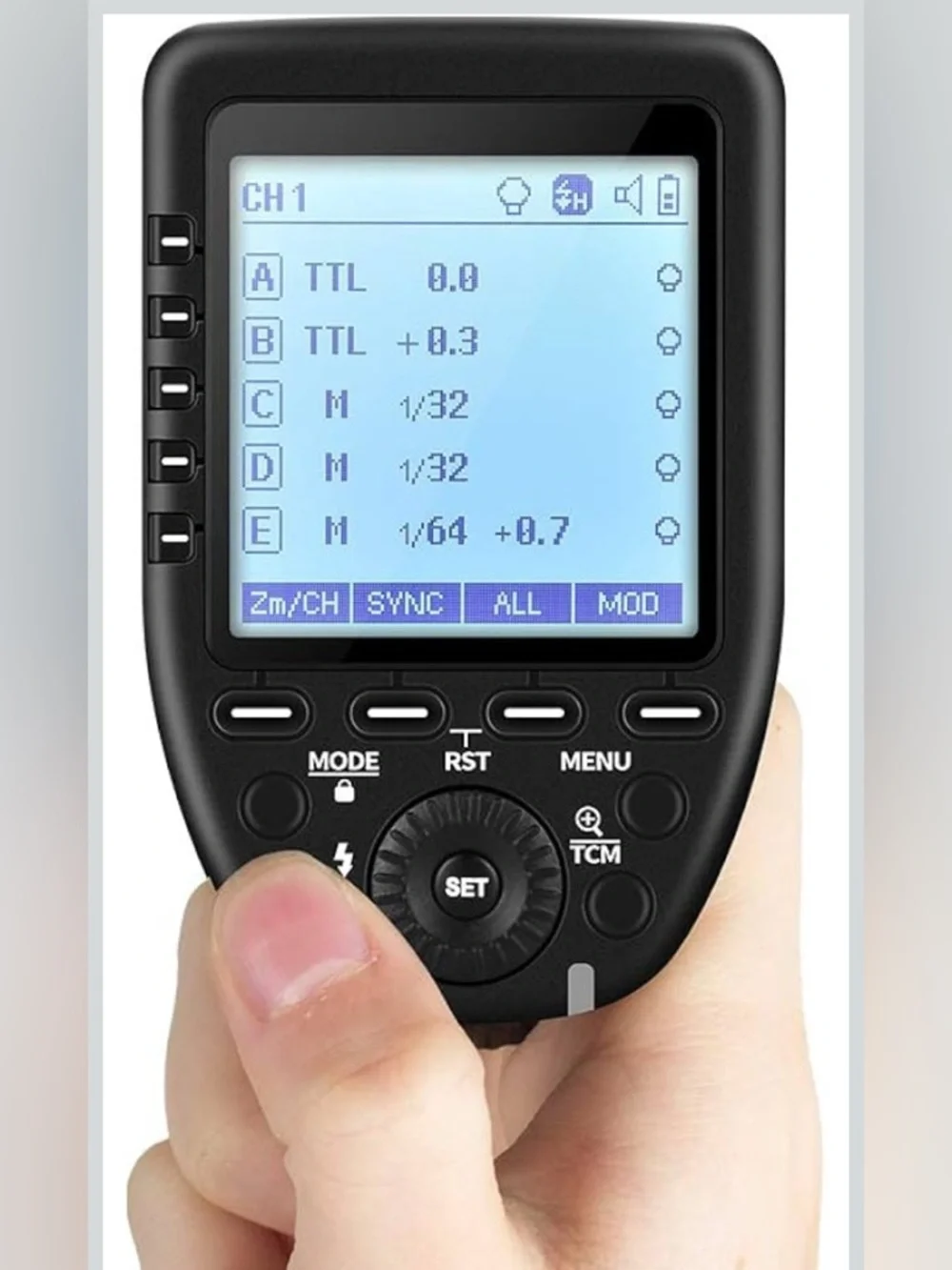 Wireless Camera Flash Trigger with LCD Screen - Black